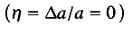 $\left(\eta{}=\mathrm{\Delta{}}a/a=0\left)\vphantom{\eta{}=\mathrm{\Delta{}}a/a=0}\right.\right.$